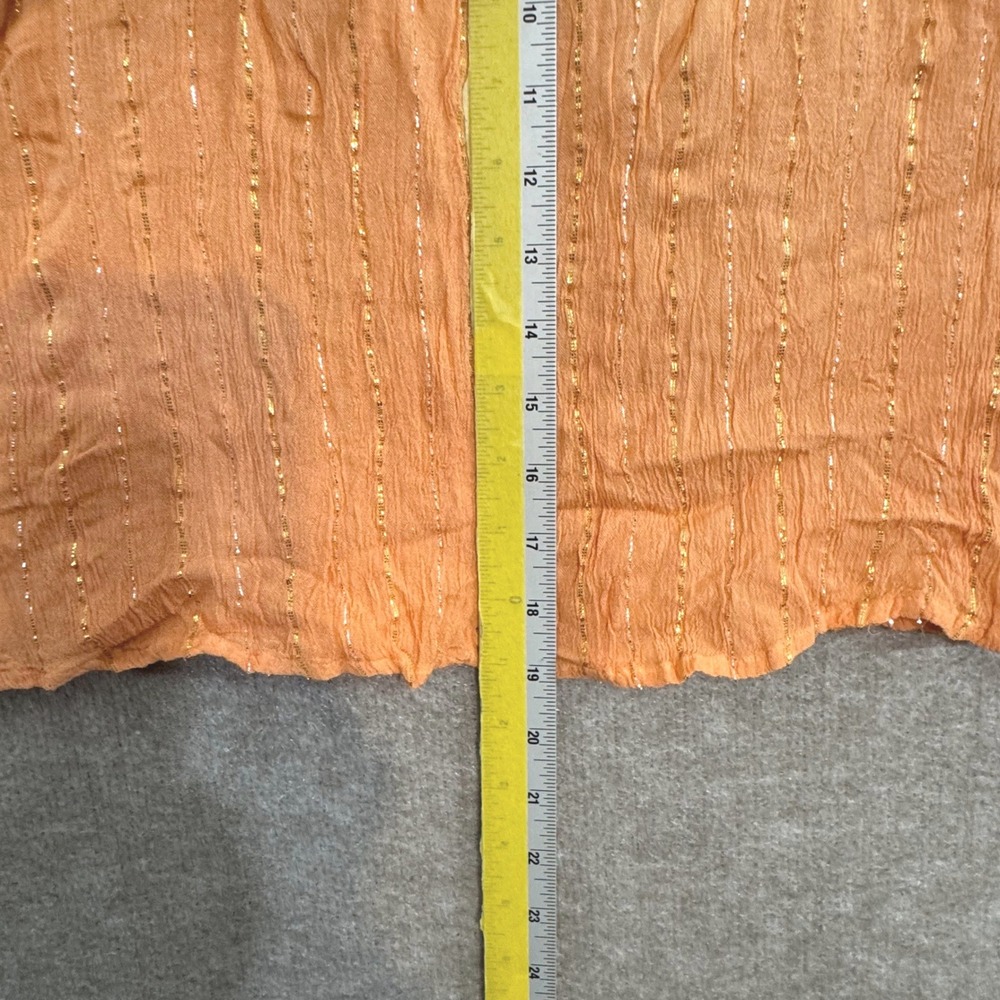 Cato Ombre Peasant Top Skirt Set M Orange Gold Metallic Boho Festival Blouse - Picture 7 of 15